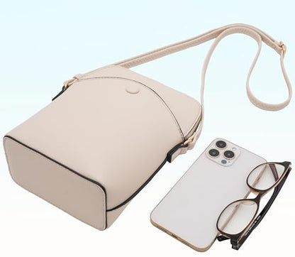 Solene Small Crossbody Bag with Gold Hardware, Mini Shoulder Purse with Adjustable Strap - color: Nude