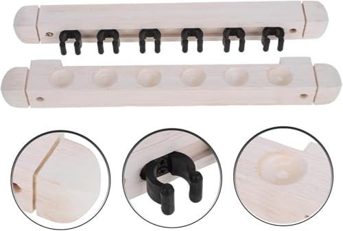 1 Set Pool Cue Holder, 6 Cues Billiard Cue Stick Wall Rack Billiard Pool Cue Wall Mounted Holder Wooden Pool Stick Rack for Game Room Billiard Clubs