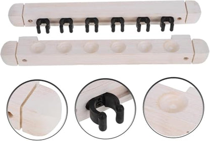 1 Set Pool Cue Holder, 6 Cues Billiard Cue Stick Wall Rack Billiard Pool Cue Wall Mounted Holder Wooden Pool Stick Rack for Game Room Billiard Clubs