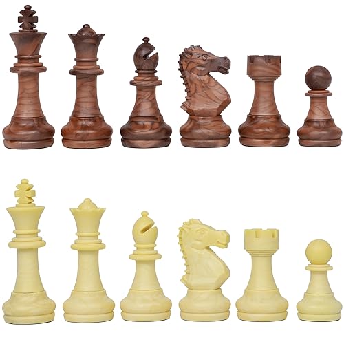 Luxury Staunton Chess Pieces Only 32 Chessmen Pieces Replacement of Missing Pieces Weighted Tournament Chess Pieces for Chess Set with Exquisite Grain 2.9 Inches King Includes Storage Bag