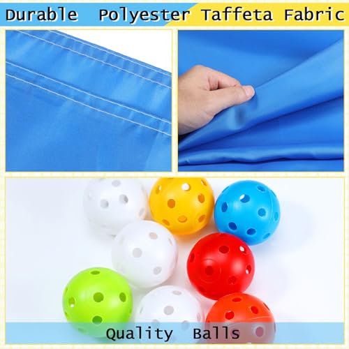 Tradder 2 Set Hole Tarp Team Building 85 x 57 Inches Fun Team Building for Work with 16 Pcs Ball for Teamwork Group Activities(Blue)