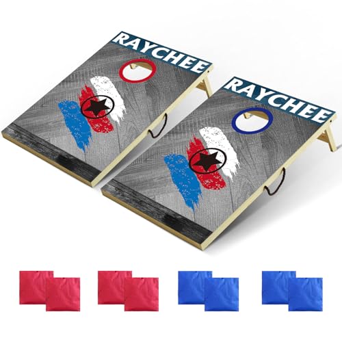 Solid Wood Portable Cornhole Sets, 3 x 2ft / 4 x2 ft Regulation Size Cornhole Boards w/ 8 Cornhole Bags, Corn Hole Toss Game for Backyard, Beach, Tailgates, Outdoor - color: Black Star, size: 4'x2'