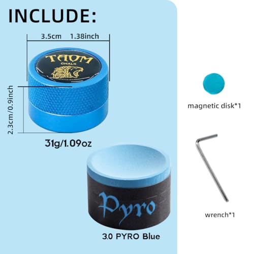 TAOM Pool Chalk Holder Round Shaped Practical Tool Billiards Accessories Magnetic Mini Chalk Tip Case Container Round Box Billiards - color: 5-Blue Holder with Chalk