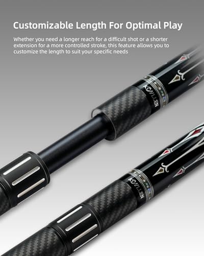 KONLLEN Pool Cue Extension with 3 Bumpers Carbon Fiber Billiards Cue Extension Billiard Accessories for Pool Sticks - color: Adjustable Frosted Extension