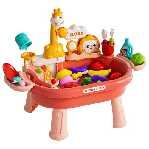 Toy Sink with Running Water Toddler Water Table Play Sink with Detachable Legs 180° Rotating Faucet Multi Play Modes - color: Style 1