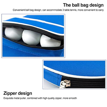 Table Tennis Bat Bag, Paddle Bat Pouch with Ball Storage Pocket, Table Tennis Racket Cover Waterproof Inner Liner