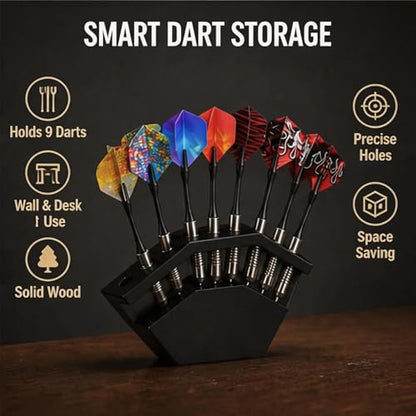 Two-in-one Wooden Dart Holder, Wall Mount & Stand Dart Accessories for Dart Storage