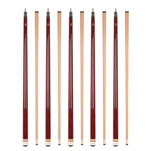 ASKA Set of Wrapless 2-Piece Billiard Pool Cue Sticks L3, 58" Hard Rock Canadian Maple, 13mm Hard Leather Tip, Choice of Colors - style: 5 Red