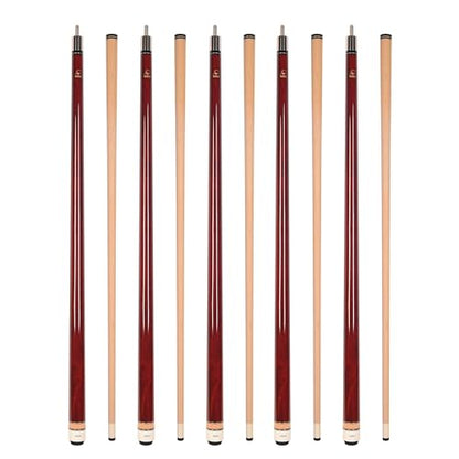 ASKA Set of Wrapless 2-Piece Billiard Pool Cue Sticks L3, 58" Hard Rock Canadian Maple, 13mm Hard Leather Tip, Choice of Colors - style: 5 Red