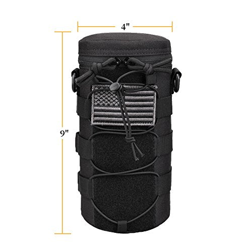 Water Bottle Pouch Molle Tactical Holder Storage Bag for 32oz Carrier - color: Black - 2PCS