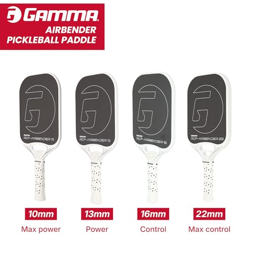 GAMMA RCF Airbender Pickleball Paddle, Raw Carbon Fiber, Customizable Handle Weight System & Aerodynamic Open Throat w/Shock Absorbing Gel Insert, 22mm & 16mm - style: 22 MM - Paddle Only