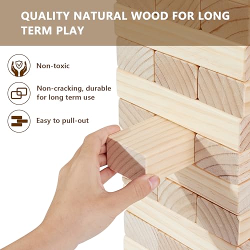 Aivalas Giant Timber Blocks Games, 57 Blocks Large Tower Outdoor Games - Includes Carry Bag and Scoreboard, Wood Stacking Yard Games Grows from 2FT to Over 4.2FT for Kids Adults Family - size: L-Over 4.2 FT-57PCS