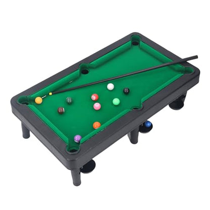 Mini Pool Table, Compact 19x11 Inch Miniature Pool Table Set Sturdy Plastic Construction with 2 Cue Sticks 11 Balls Rack for Family Kids Adults Indoor Games