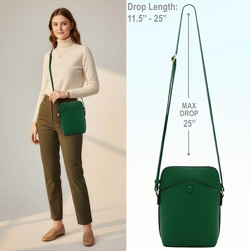 Solene Small Crossbody Bag with Gold Hardware, Mini Shoulder Purse with Adjustable Strap - color: Kelly Green