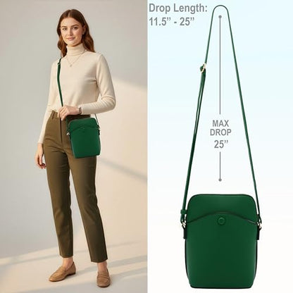 Solene Small Crossbody Bag with Gold Hardware, Mini Shoulder Purse with Adjustable Strap - color: Kelly Green