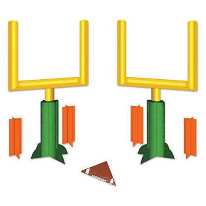 Beistle 2 Piece Game Day Goal Post Centerpieces Football Decorations Sports Party Supplies, 11", Green/Yellow/Orange/Brown/White - style: Football Goal Post