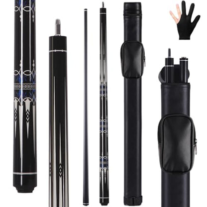 Glass Fiber Pool Cue, 2-Pieces Pool Cue Stick - 58" Professional Billiard Pool Cues Sticks, 19-20 oz Professional Pool Stick Set (with Cue Case & Glove) - color: Cue Set A