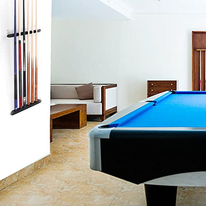 GSE Games & Sports Expert 2-Piece 6/8/12 Billiard Pool Cue Rack Wall Mounted Holders, Billiard Cue Sticks Wall Rack Set - style: 6 Cue - Black
