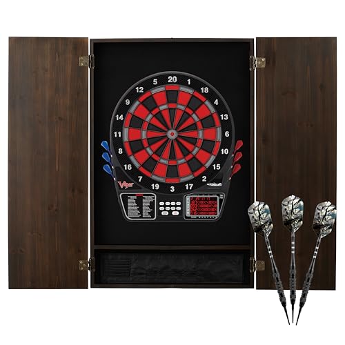 Viper Metropolitan Solid Wood Cabinet & Electronic Dartboard Play-Ready Bundle - color: Espresso, style: Deluxe Set