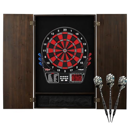 Viper Metropolitan Solid Wood Cabinet & Electronic Dartboard Play-Ready Bundle - color: Espresso, style: Deluxe Set