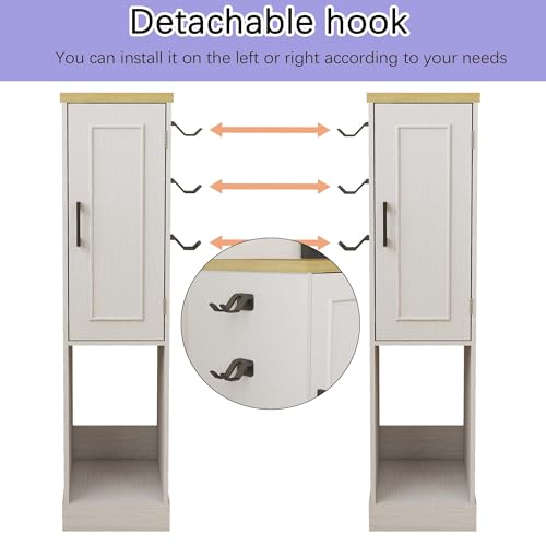 44.5” Media Storage Cabinet, Media Cabinet with 2 Built-in Drawers 3 Hooks & Shelf, Stereo Cabinet for Living Room, Easy Assembly