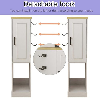 44.5” Media Storage Cabinet, Media Cabinet with 2 Built-in Drawers 3 Hooks & Shelf, Stereo Cabinet for Living Room, Easy Assembly