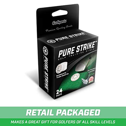 GoSports Pure Strike Golf Training Discs 24 Pack | Golf Swing Trainer and Ball Striking Training Aid for Contact, Compression and Swing Path Practice | Indoor and Outdoor Golf Practice Equipment