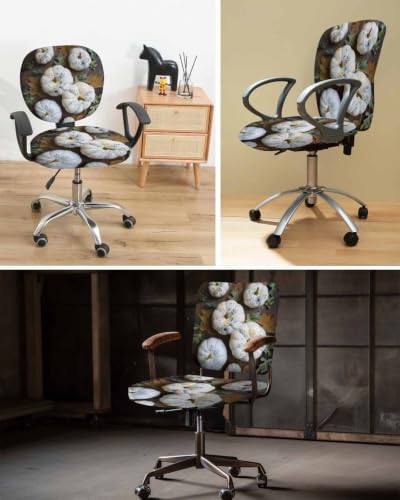 Savannan Office Chair Cover, Pastoral Flower Leaf Texture Pumpkin Protective Stretch Elastic Universal Cover for Desk Task Chair,Computer Rotating Chair 1 Pcs Autumn Plant on Wood