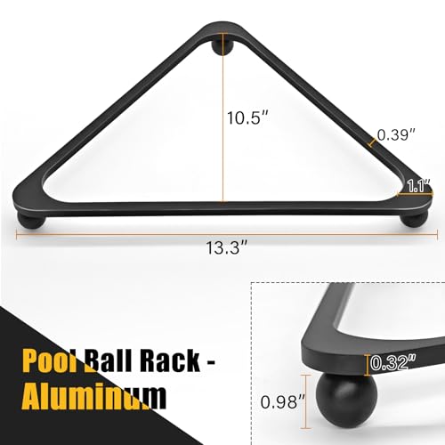 Aluminum Alloy Pool Ball Rack Billiard Ball Triangle Rack for 2-1/4" Pool Balls, Pool Table Ball Holder Positioning Rack - color: Black