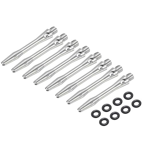 PATIKIL Aluminum Dart Shafts 2BA Thread Dart Stems Replacement Accessories with Rubber Rings for Steel Tip - color: Silver, size: 35mm