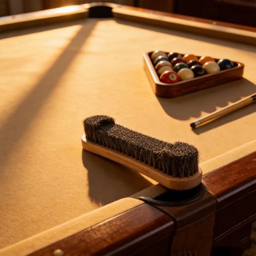 12 Inch Standard Pool Table Brush- Soft Horsehair Bristles Gently Clean Pool Table Felt. Reaches Tight Corners & Pockets. Essential Billiard Maintenance Tool.