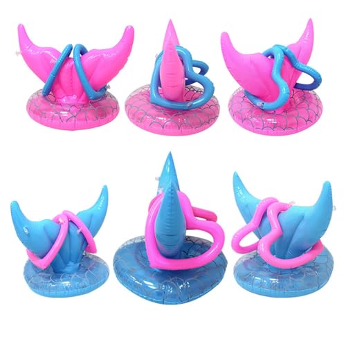 DYNWAVE Inflatable Toss Game Set,Swimming Ring Toss Toy,Inflatable Mermaid Tail,for Party Favors Beach Backyard Children Family