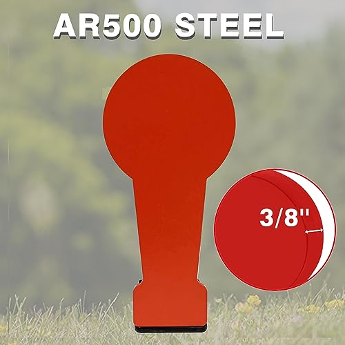 Atflbox 3/8" AR500 12.8'' Classic Popper Steel Shooting Target, 6'' Plate Auto Reset Target for Shooting Range, Suitable for Pistol, Rifle, Handgun, Shotgun, Rimfire - color: 1 Pcs