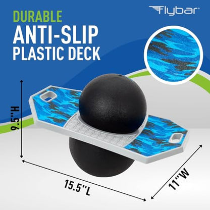 Flybar LED Pogo Trick Ball for Kids Balance Bounce Board w/Anti-Slip Deck - color: Blue Camo