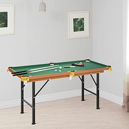 Penau 55 Inch Portable Folding Billiards Table Game Pool Table with Complete Set Green Felt for Family Fun