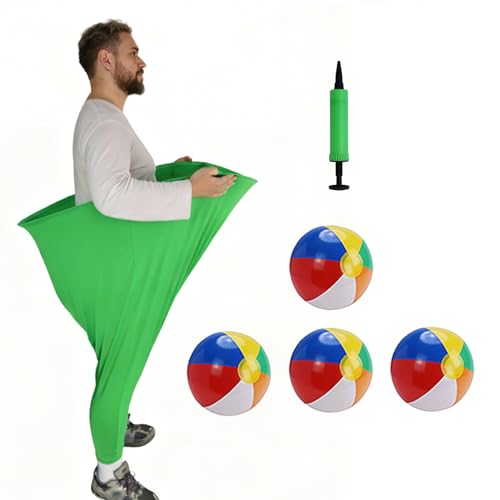 Granny Pants Yard Game – Oversized Stretchy Pants Outdoor Toss Game with Bouncy Balls & Pump, Fun Reunion Party Game for Adults, Perfect for Backyard, Field Day & Team Activities - color: 1PC-Green