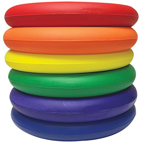 Palos Foam Flying Discs, Multi-Color, Vinyl-Coated, 8.5 Inch Diameter, Tear-Resistant, Set of 6