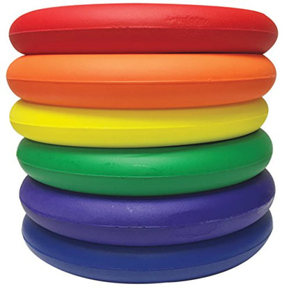 Palos Foam Flying Discs, Multi-Color, Vinyl-Coated, 8.5 Inch Diameter, Tear-Resistant, Set of 6