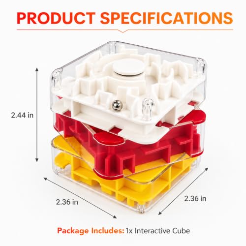 3D Maze Cube Rotating Puzzle Toy for Kids & Adults Spatial Logic Game | 3-Layer Rotating Maze, Non-Toxic Plastic, Pocket-Sized Travel Toy, Hand-Eye Coordination, Stress Relief Desk Gadget