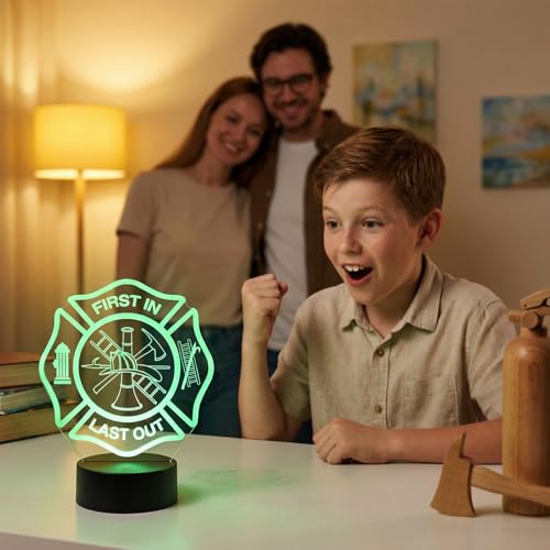 Firefighter Gifts, Fireman Night Light | 16 Colors Changing Dimmable Timer USB Lamp, Fire Fighter Badge Gifts for Men Birthday Fathers Day Graduation Xmas - color: Firefighter