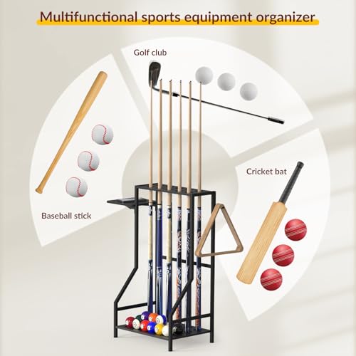 YBING Pool Stick Holder - Pool Stick Stand for 10 Sticks, Pool Stick Rack, Floor Cue Stick Holder, Billiard Cue Rack, Pool Table Accessories, Bamboo Black - color: Black Bamboo