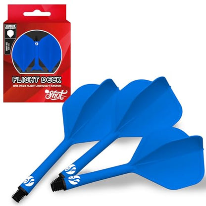 Shot! Darts Flight Deck One Piece Dart Flight and Shaft System, Reduced Deflections, Standard Shaped Flight (350 Micron) Available in Set of 3 - color: Blue, size: Inbetween