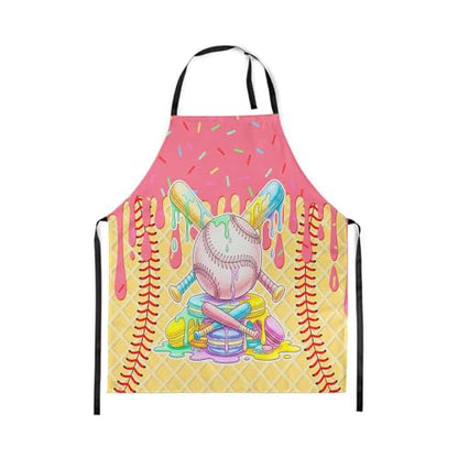 Castle Fairy Ice Cream Drip Baseball Kids Kitchen Apron - color: Yellow