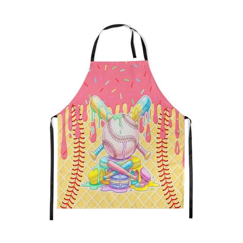Castle Fairy Ice Cream Drip Baseball Kids Kitchen Apron - color: Yellow