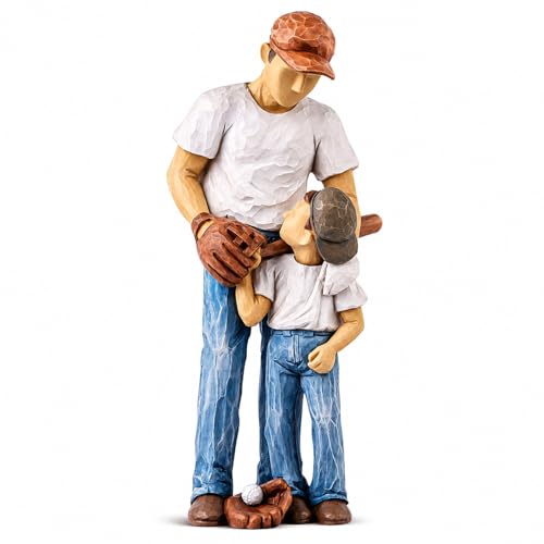 AIDLNS Father and Son Figurines, Dad and Son Play Baseball Hand-Painted Figures Gifts, for Dad Boys, Family Sculpture for Shelf Decor Desktop Home Decoration