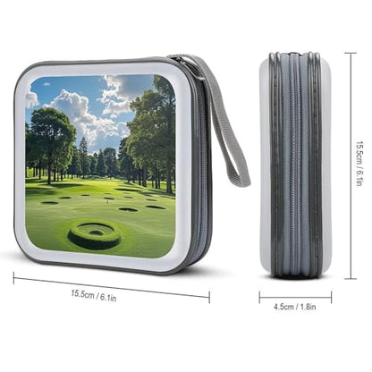Golf Course CD Case 40 Discs Heavy Duty Bag Binder Storage Booklet Album Portable DVD CD Case Holder for Car Sturdy Hard Plastic Disc Cases for Home Office Travel