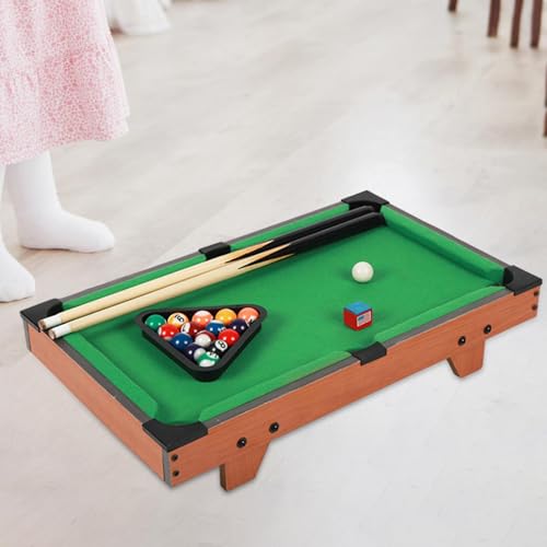 Mini Pool Table Set for Kids, 20.47x11.42x3.94 Inch Wooden Billiard Table with 16 Balls, 2 Cue Sticks, Chalk, Triangle Rack, Office Use for Girls Adults Children