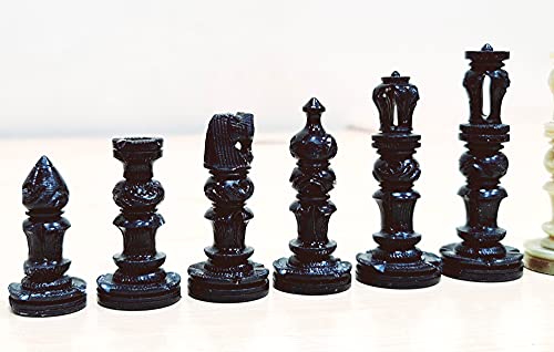 StonKraft - Natural Stone Chess Pieces Chessmen Chess Coins (3" King) | Chess Accessories | Board Games (3" White Brown)