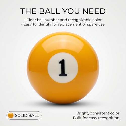 KONLLEN Single Replacement Pool Ball – 2-1/4" Regulation Size & Weight Billiard Ball Made of Phenolic Resin (Choose 1–15 or Cue Ball) - color: #1