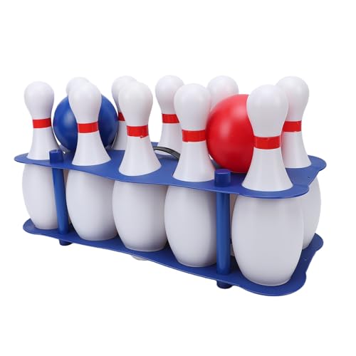 Kids Bowling Set Durable Safe 10 White Plastic Pins with 2 Lightweight Balls for Family Fun Indoor Outdoor Use (for Kids Aged 3 and Above)